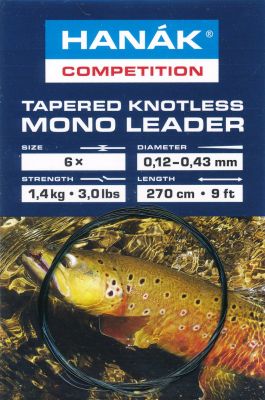 Predvrvica za muharjenje HANAK COMPETITION Tapered Knotless Mono Leader | 4x camouflage