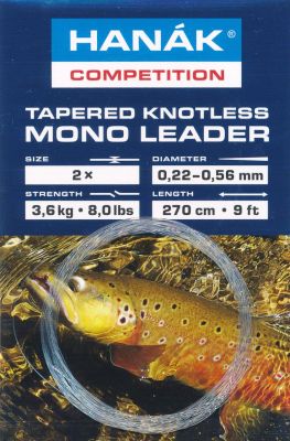 Predvrvica za muharjenje HANAK COMPETITION Tapered Knotless Mono Leader | 0.17mm clear