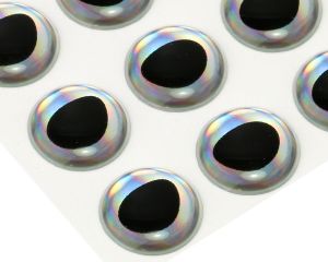 3D oči za potezanke SYBAI 3D Epoxy Fish Eyes, Rainbow Silver, 12 mm